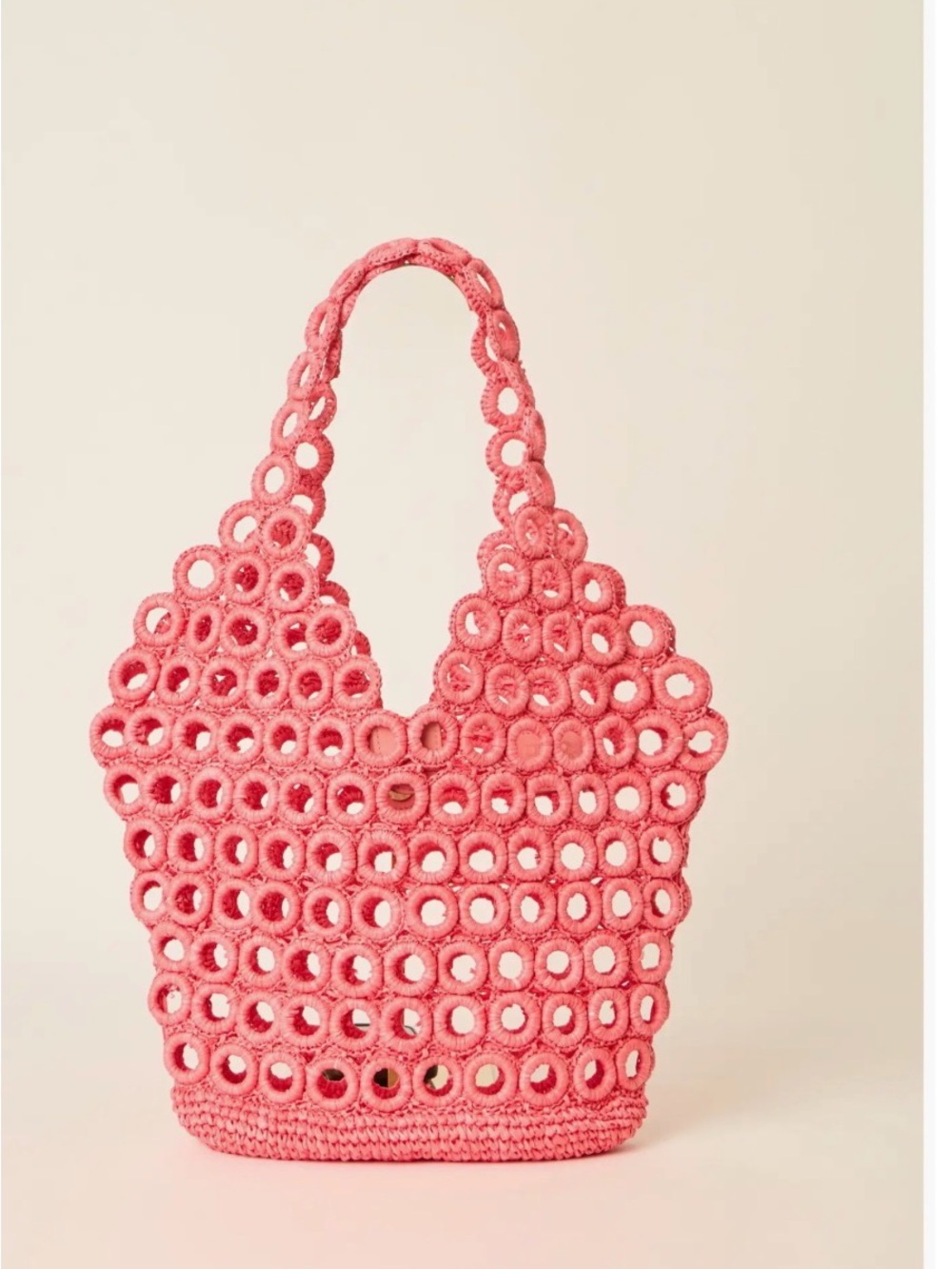 Handmade Pink Crochet Circle Shoulder Bag